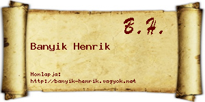 Banyik Henrik névjegykártya